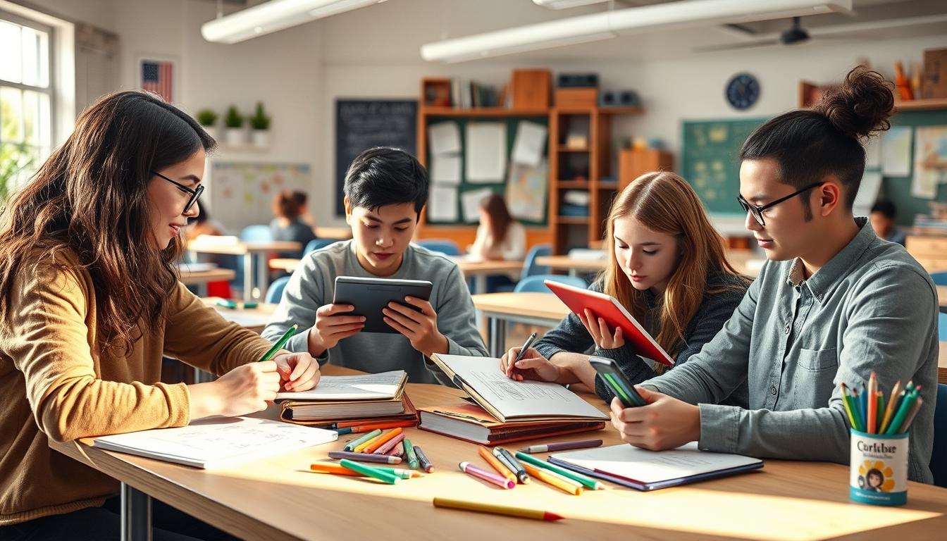 Structured study materials and learning resources on a desk